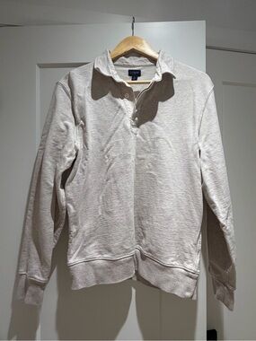 J. Crew Cream Polo-Style Pullover Sweatshirt
